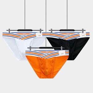 Men's Premium Briefs - White, Black, and Orange